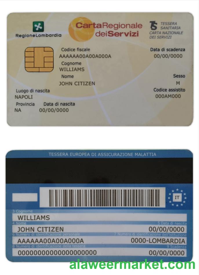 Italy health insurance card (Tessera sanitaria)